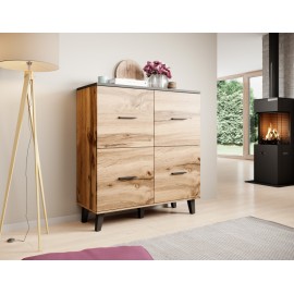 60-19736 Chest of drawers LOTTA 110 (4D) woatan oak/black DIOMMI CAMA-LOTTA-KOMODA-110-4D-DWO/CZ