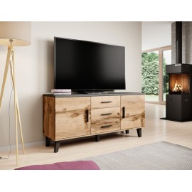 60-19738 Chest of drawers LOTTA 150 (2D3S) wotan oak/black DIOMMI CAMA-LOTTA-KOMODA-150-2D3S-DWO/CZ