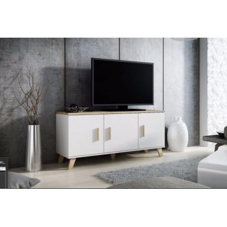 60-19739 Chest of drawers LOTTA 150 3D dimond white/lsonoma oak DIOMMI CAMA-LOTTA-KOMODA-150-3D-BI/DSO