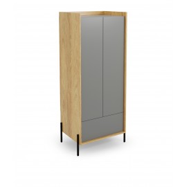 60-22411 MOBIUS cabinet 2D color: hikora oak/grey dusty DIOMMI V-PL-MOBIUS-SZAFA_2D-SZARY