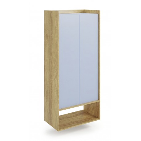 60-22402 MOBIUS regal 2D color: hikora oak/light blue DIOMMI V-PL-MOBIUS-REGAŁ_2D-NIEBIESKI