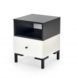 60-22700 SILVIA bedside table, white - black DIOMMI V-PL-SILVIA-SZAFKA_N-BIAŁY/CZARNY