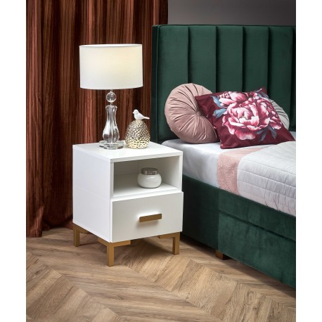 60-22701 SILVIA bedside table, white - gold DIOMMI V-PL-SILVIA-SZAFKA_N-BIAŁY/ZŁOTY