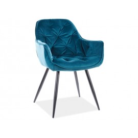 80-1621 CHERRY VELVET CHAIR ΜΑΥΡΗ ΚΟΡΝΙΖΑ / TURQUOISE BLUVEL 85 DIOMMI CHERRYVCTU