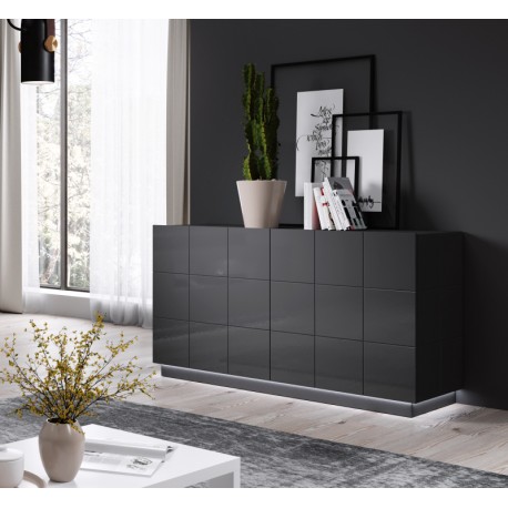 60-19888 chest of drwewr KOM2D  REJA graphite gloss/graphite gloss DIOMMI CAMA-REJA-KOM2D-GRA/GRA