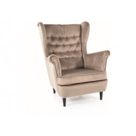 80-2798 FOTEL HARRY VELVET CIEMNY BEŻ BLUVEL 40 / WENGE