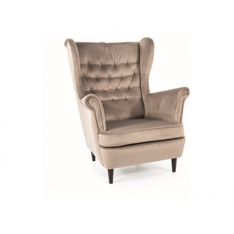 80-2798 FOTEL HARRY VELVET CIEMNY BEŻ BLUVEL 40 / WENGE