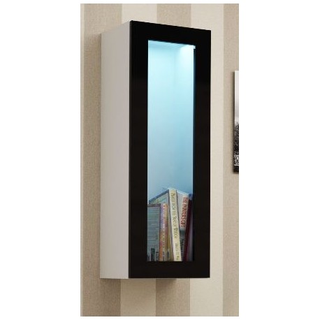 60-20154 Glazed cabinet VIGO WITR 90 white/black DIOMMI CAMA-VIGO-WITRYNA-90-SZKŁO-BI/CZ