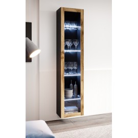 60-20186 glazed cabinet VIGO WITR. SZKŁO 180 black/ wotan oak DIOMMI CAMA-VIGO-WITRYNA-SZKŁO-CZARNY/DAB WOTAN
