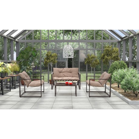 60-21813 SHARK, garden set ( sofa + chair 2x + c. table ), color: black / cappuccino DIOMMI V-CH-SHARK-ZESTAW