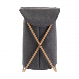 02-13158 ESTIA ΚΑΛΑΘΙ ΑΠΛΥΤΩΝ BAMBOO ESSENTIALS 40x40x70cm ΜΕ ΘΗΚΗ ΠΟΛΥΕΣΤΕΡΑ ΠΤΥΣΣΟΜΕΝΟ ΓΚΡΙ