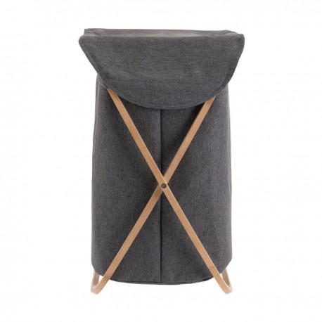 02-13158 ESTIA ΚΑΛΑΘΙ ΑΠΛΥΤΩΝ BAMBOO ESSENTIALS 40x40x70cm ΜΕ ΘΗΚΗ ΠΟΛΥΕΣΤΕΡΑ ΠΤΥΣΣΟΜΕΝΟ ΓΚΡΙ