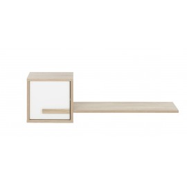 0162.GM42 Curtys ράφι τοίχου με ντουλάπι 130x25x40εκ. Sonoma Oak / Λευκή γυαλιστερή λάκα  Sonoma Oak / Λευκή γυαλιστερή λάκα 130