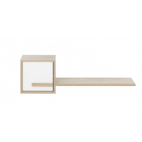 0162.GM42 Curtys ράφι τοίχου με ντουλάπι 130x25x40εκ. Sonoma Oak / Λευκή γυαλιστερή λάκα  Sonoma Oak / Λευκή γυαλιστερή λάκα 130