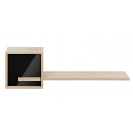 0162.GM41 Curtys ράφι τοίχου με ντουλάπι 130x25x40εκ. Sonoma Oak / Μαύρη γυαλιστερή λάκα  Sonoma Oak / Μαύρη γυαλιστερή λάκα 130