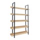 197-000290 Βιβλιοθήκη Almond pakoworld σε oak-μαύρη απόχρωση 120x29x185εκ