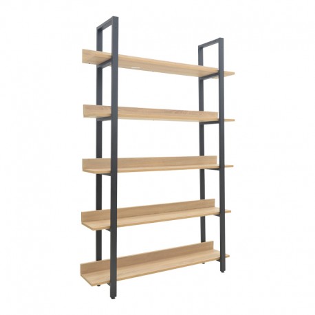 197-000290 Βιβλιοθήκη Almond pakoworld σε oak-μαύρη απόχρωση 120x29x185εκ