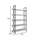 197-000290 Βιβλιοθήκη Almond pakoworld σε oak-μαύρη απόχρωση 120x29x185εκ