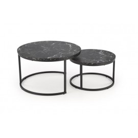 60-29300 JAVA set of 2 c. tables, black marble / black