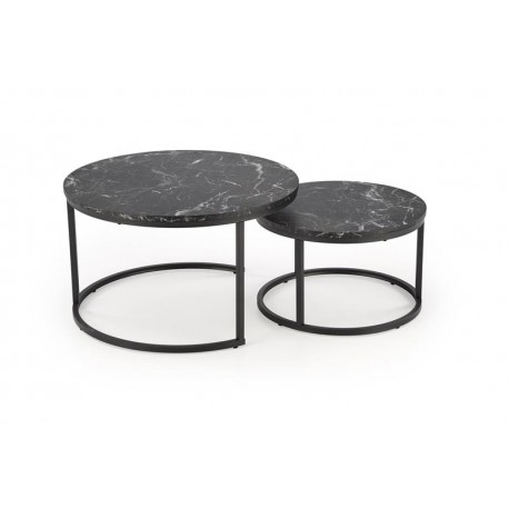 60-29300 JAVA set of 2 c. tables, black marble / black