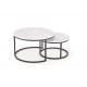 60-29299 JAVA set of 2 c. tables, white marble / black