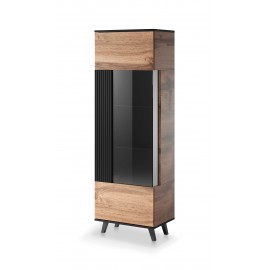60-22660 RANDOM W-1 display cabinet, color: wotan oak/black DIOMMI V-PL-RANDOM-W-1