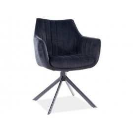 80-1473 Επενδυμένη καρέκλα Azalia 61x44x86 μαύρη μεταλλική βάση/μαύρο βελούδο bluvel 19 DIOMMI AZALIAVCC