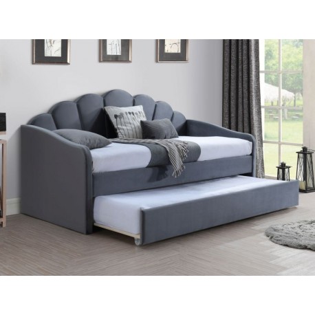 80-1557 Επενδυμένο καναπές μονό κρεβάτι Bella 90x200 με Βελούδο σε χρώμα Γκρι  DIOMMI BELLAV90SZ