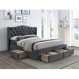 80-1508 Επενδυμένο κρεβάτι Aspen 160x200 με Βελούδο σε χρώμα Γκρι DIOMMI ASPENIIVSZD