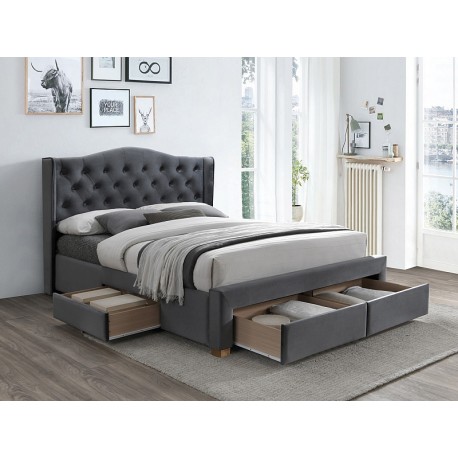 80-1508 Επενδυμένο κρεβάτι Aspen 160x200 με Βελούδο σε χρώμα Γκρι DIOMMI ASPENIIVSZD