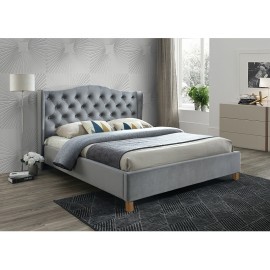 80-1463 Επενδυμένο κρεβάτι Aspen 160x200 με Βελούδο σε χρώμα Γκρι DIOMMI ASPENV160SZD