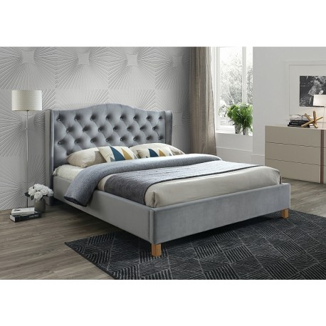 80-1463 Επενδυμένο κρεβάτι Aspen 160x200 με Βελούδο σε χρώμα Γκρι DIOMMI ASPENV160SZD
