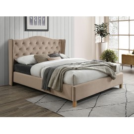 80-1548 Επενδυμένο κρεβάτι Aspen 160x200 με Βελούδο σε χρώμα Μπεζ DIOMMI ASPENV160BD