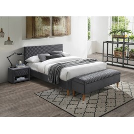 80-1537 Επενδυμένο κρεβάτι Azurro 160x200  με Βελούδο σε χρώμα Γκρι DIOMMI AZURROV160SZD
