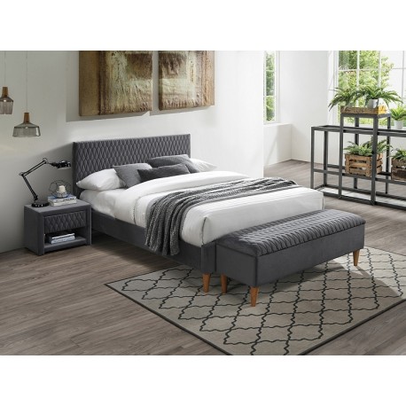 80-1537 Επενδυμένο κρεβάτι Azurro 160x200  με Βελούδο σε χρώμα Γκρι DIOMMI AZURROV160SZD