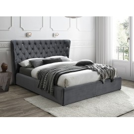 80-1690 Επενδυμένο κρεβάτι Carven 160x200 με Βελούδο σε χρώμα Γκρι DIOMMI CARVENV160SZ