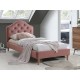80-1592 Επενδυμένο κρεβάτι Chloe 90x200 με Βελούδο σε χρώμα Ροζ DIOMMI CHLOEV90RD