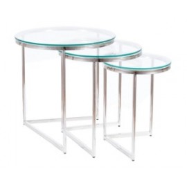 80-2460 Σετ τρία τραπέζια σαλονιόυ γυάλινα TRINITY 56x55x55 DIOMMI 80-1826