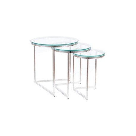 80-2460 Σετ τρία τραπέζια σαλονιόυ γυάλινα TRINITY 56x55x55 DIOMMI 80-1826
