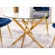 80-1448 Τραπέζι Agis Φ90x75 χρυσή βάση/tempered glass DIOMMI AGISZL90