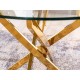 80-1448 Τραπέζι Agis Φ90x75 χρυσή βάση/tempered glass DIOMMI AGISZL90