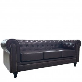 14290072 Καναπές Τριθέσιος ArteLibre AVERY Σκούρο Καφέ PU 208x90x73cm Καφέ