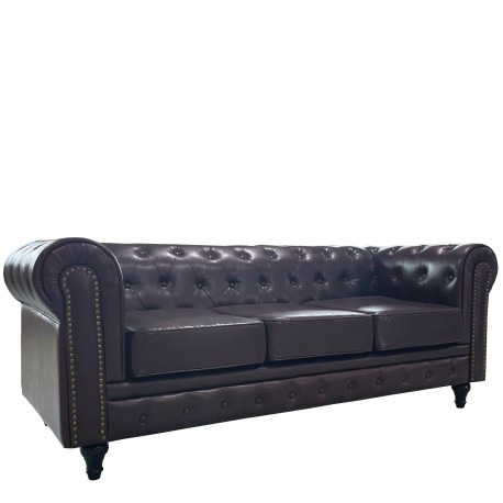 14290072 Καναπές Τριθέσιος ArteLibre AVERY Σκούρο Καφέ PU 208x90x73cm Καφέ