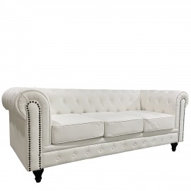 14290073 Καναπές Τριθέσιος ArteLibre AVERY Λευκό PU 208x90x73cm Λευκό