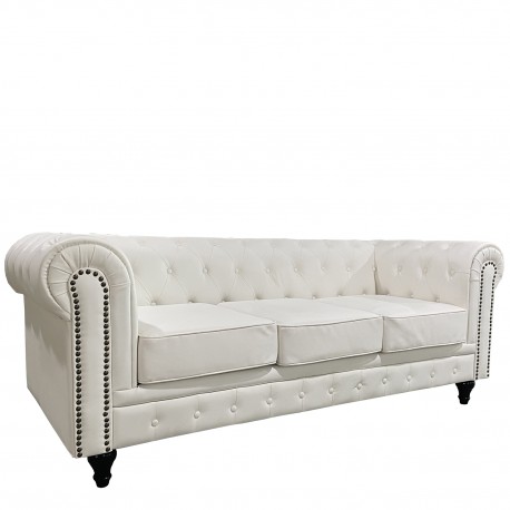 14290073 Καναπές Τριθέσιος ArteLibre AVERY Λευκό PU 208x90x73cm Λευκό