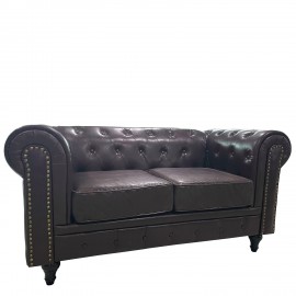 14290074 Καναπές Διθέσιος ArteLibre AVERY Σκούρο Καφέ PU 155x90x73cm Καφέ