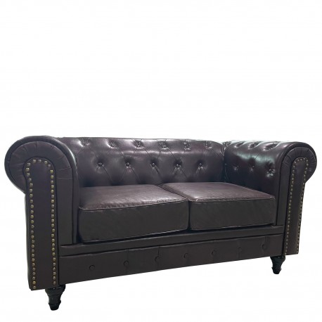 14290074 Καναπές Διθέσιος ArteLibre AVERY Σκούρο Καφέ PU 155x90x73cm Καφέ