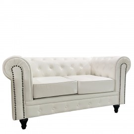 14290075 Καναπές Διθέσιος ArteLibre AVERY Λευκό PU 155x90x73cm Λευκό
