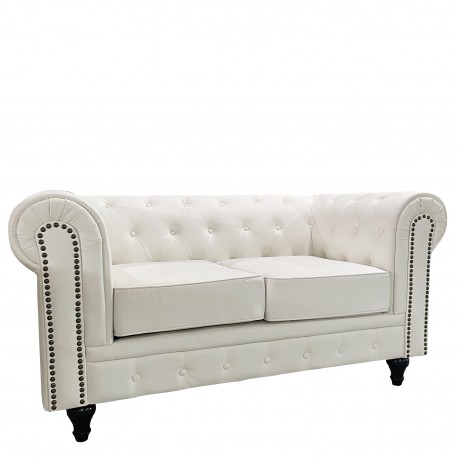 14290075 Καναπές Διθέσιος ArteLibre AVERY Λευκό PU 155x90x73cm Λευκό
