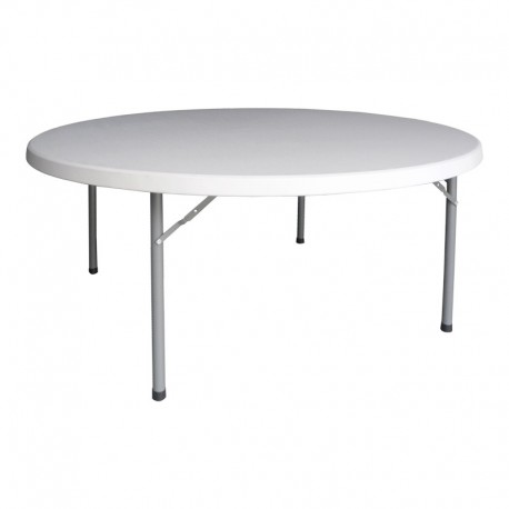 142-000019 Τραπέζι βαλίτσα catering Comfort pakoworld πτυσσόμενο στρόγγυλο σε λευκή απόχρωση Φ180x74εκ